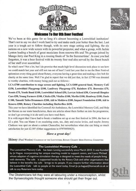 8th Lostwithiel Charity Beer Festival Programme - Page 03